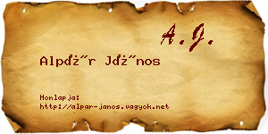 Alpár János névjegykártya