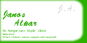 janos alpar business card