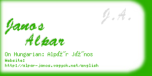 janos alpar business card